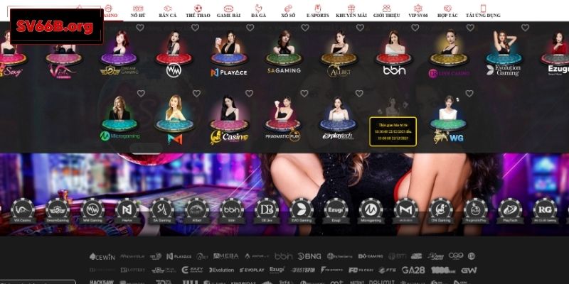 Điểm danh các nhà cung cấp game hợp tác với Casino SV66